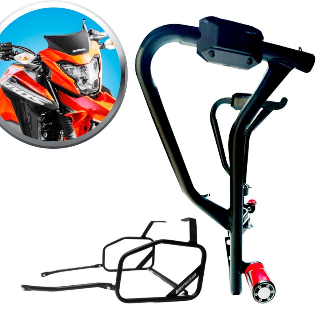 Kit BROS 160 NXR 2025/2026 Protetor de Carenagem Slider VERMELHO Mata Cachorro Motor e Afastador Alforges