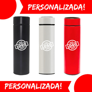 Garrafa Copo Térmica Personalizada Termômetro Led Digital 500ml Em Aço Inoxidável Com Tampa De Vedação em Oferta na Shopee