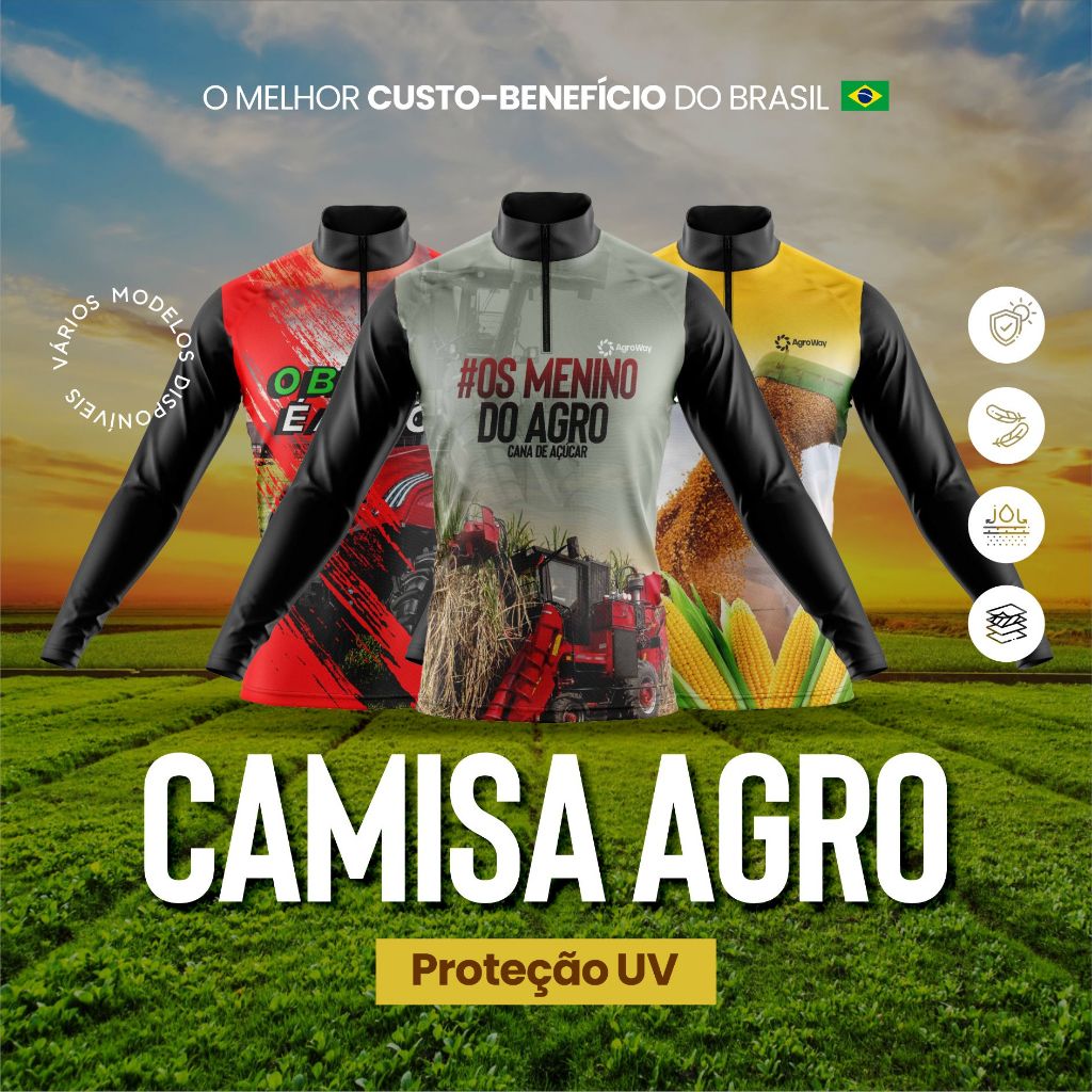 Camisa Agro Camiseta Proteção Solar UV Boi Brasil Roça Blusa Manga Longa Masculina · foto 2