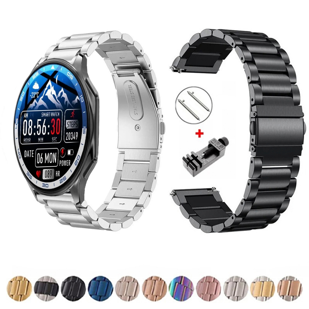 Pulseira de 22mm Metal Elos de aço inox para Smartwatch Oppo watch X de Engate Rapido