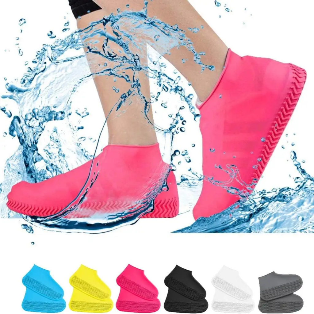 Par Protetores de Sapato Silicone Para Chuva Antiderrapante Capa Tênis Impermeável