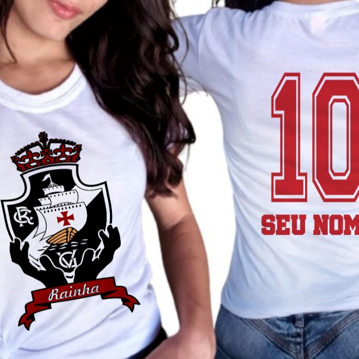 Vasco da Gama Baby-Look  Camiseta Branca Personalizada Com Nome