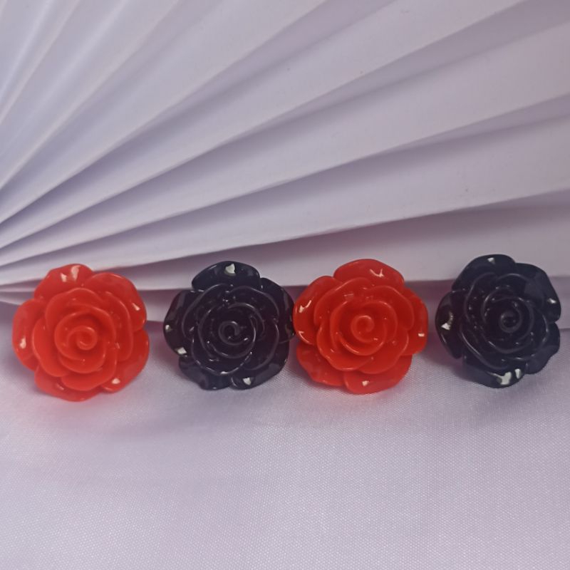 Rosas em resina kit 1/3/5/7 rosas 2,8 cm passante entremeio para guias e colares artesanatos em geral