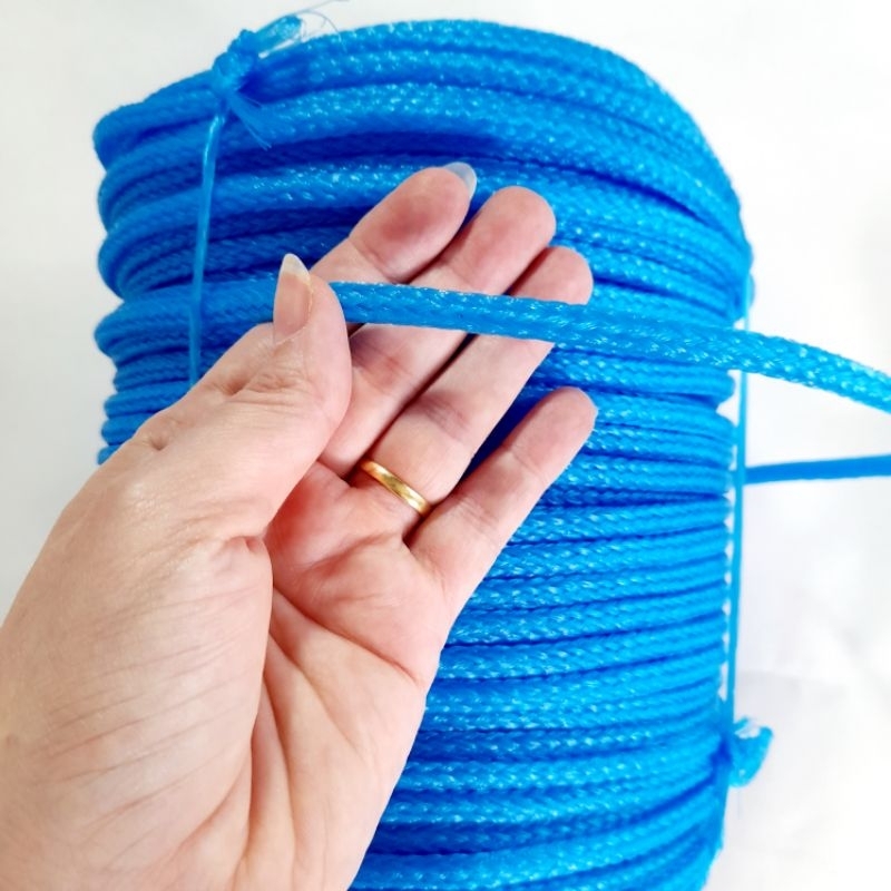 CORDA AZUL 6,0 MM POLIETILENO(plástico) TRANÇADO com 20, 30 ou 50 metros para PESCA, REDES, AMARRAÇÃO