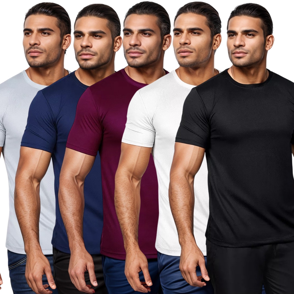 Kit 5 Camisetas Dry Fit Masculina Casual Treino Academia Esportes Exercícios Corrida