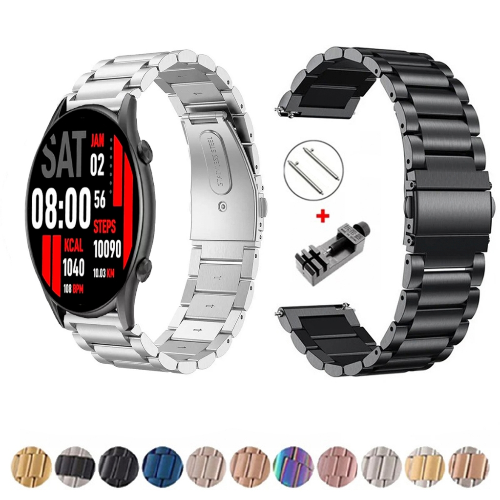 Pulseira de 22mm Metal Elos de aço inox para Smartwatch Kieslect KR PRO LTD 2 de Engate Rapido