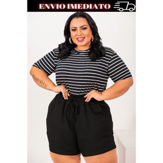 Blusa Feminina Semi Cropped Oversize Plus Size Moda Evangelica Básica