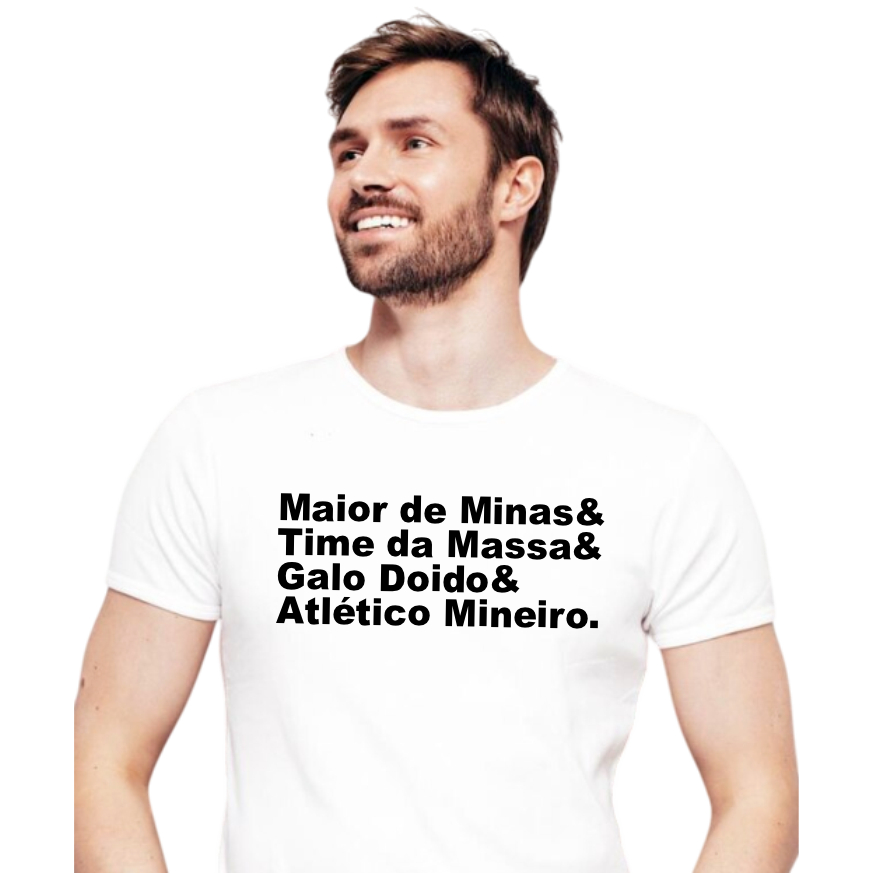 Camisa de Poliéster Maior de Minas Time da Massa Galo Doido e Atlético Mineiro