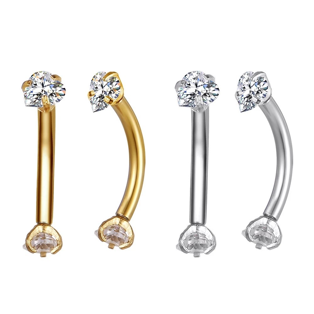 Piercing íntimo ou orelha Microbell Curvo Zircônia para Sobrancelhas, Rook, Darth, Targus, Cartilagem (R01)