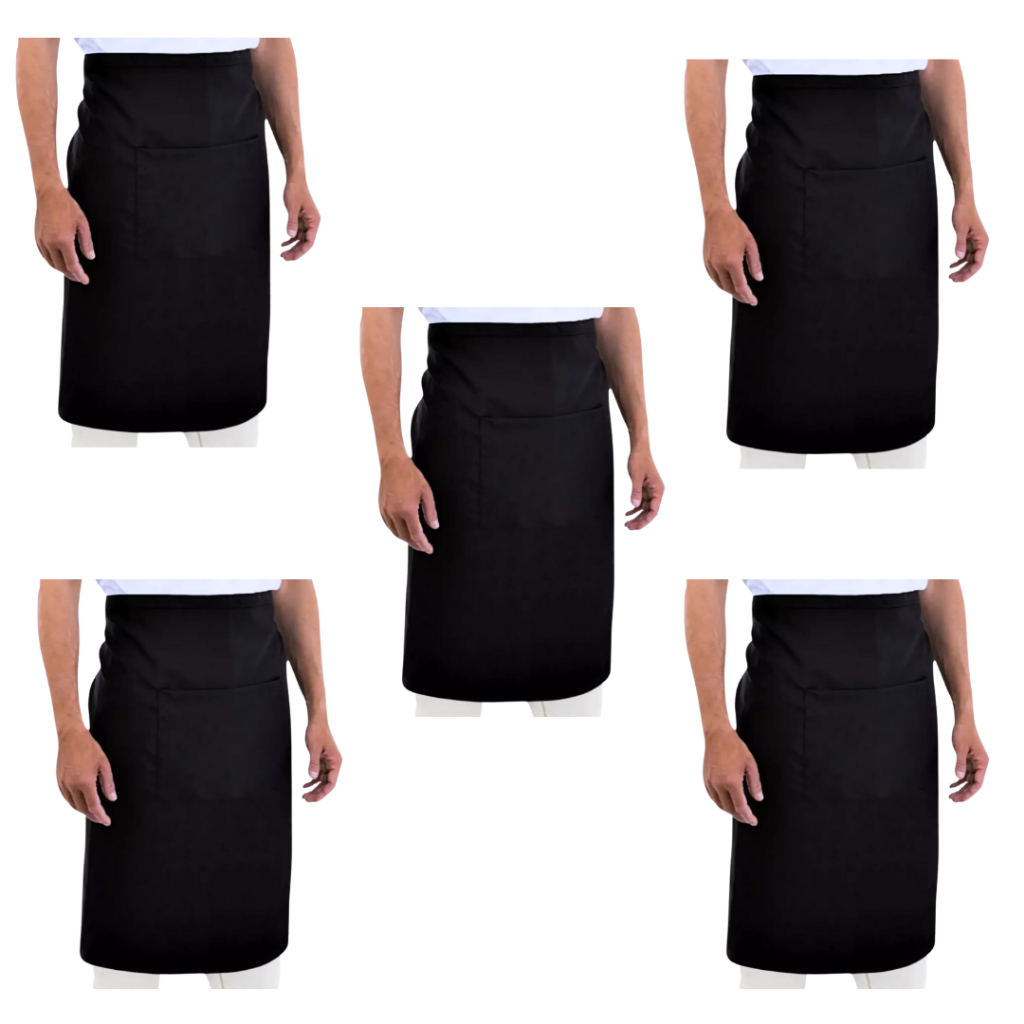 KIT 5 AVENTAIS SAIA OXFORD COM BOLSO  PRETO/BRANCO