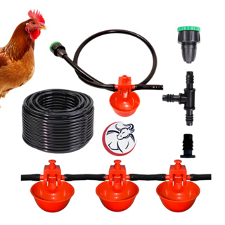 Kit 10 Bebedouros Automáticos para Aves - Copo, Conexões e Mangueira Antialgas em Oferta na Shopee