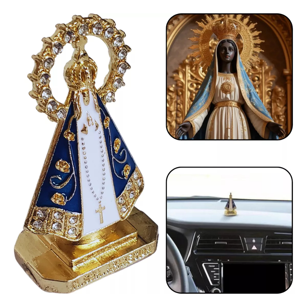 KIT 5/3/2/1 Imagem Nossa Senhora Aparecida Santinha para Carro Decoração Miniatura Enfeite Dupla Fac