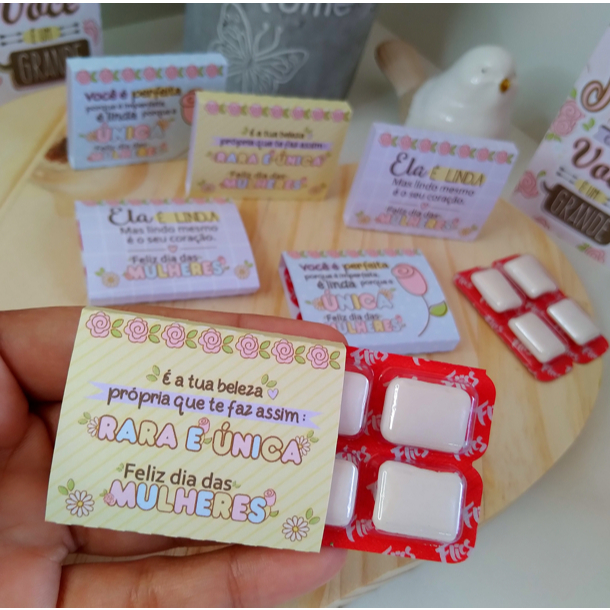 KIT 35 capinhas para Chiclete FLICS Lembrancinha para o Dia Da Mulher Dia das Mulheres 8 de Março