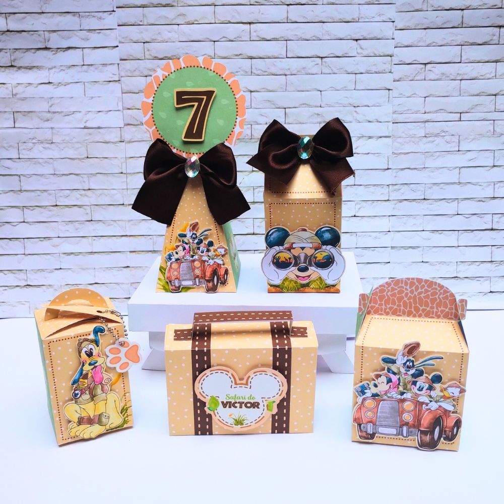 Kit de Festa Personalizado Mickey Safari | Aniversário Mickey | Lembrancinha de festa Safari