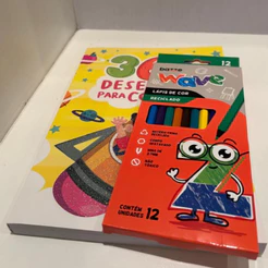 Kit Livro 365 Desenhos Para Colorir Mais 12 Lápis de Cor