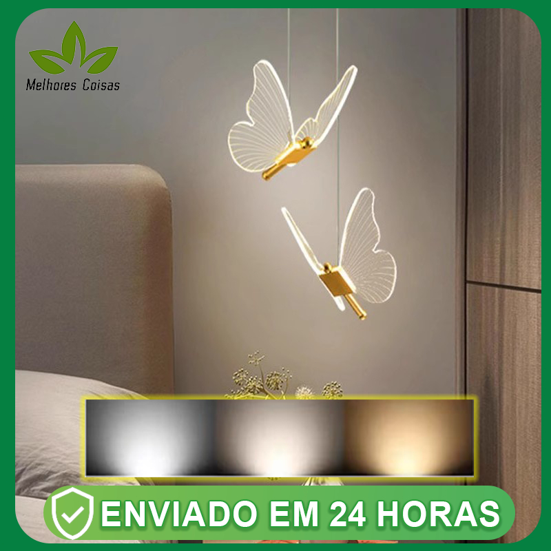 Lâmpada De Teto Borboleta 3 Cores Em 1 Lustre Pingente Moderno Leve