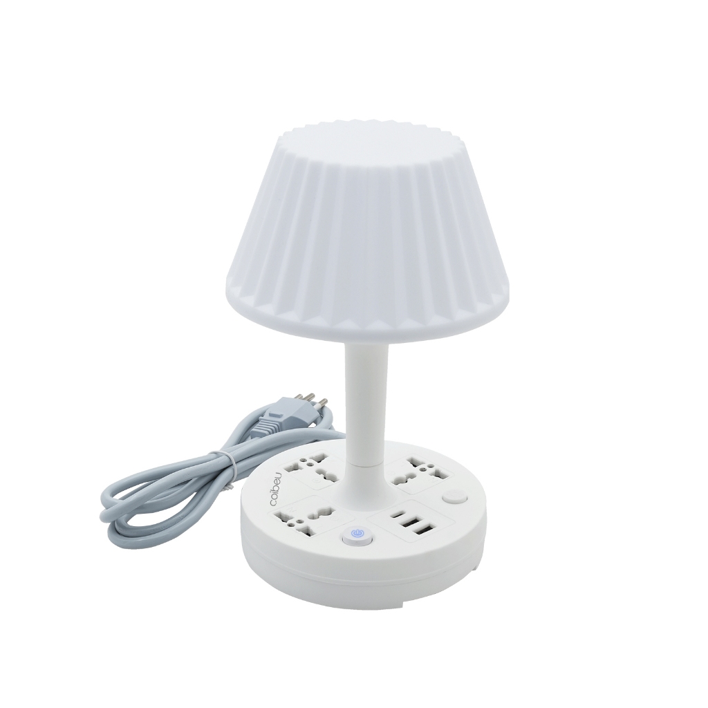 COIBEU Luminária de Mesa Dupla Voltagem com 3 Tomadas Universais 2 USB 1 TYPE-C Luz Tricolor e Proteção de Circuito 2m em Oferta na Shopee