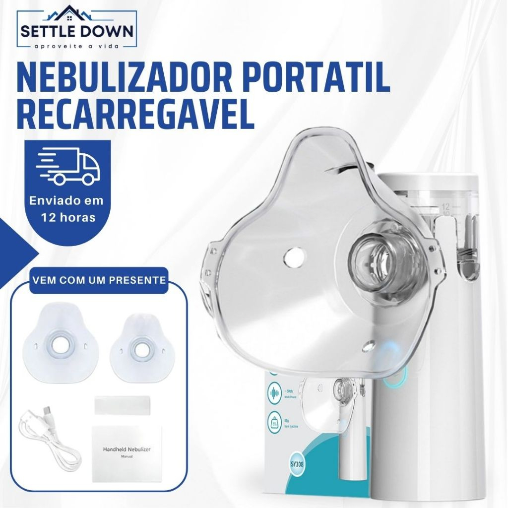 Nebulizador Inalador Portátil Recarregavel E Silencioso Ajustável Adequado Para Crianças E...