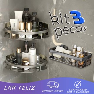 Kit 3 Suporte Prateleira Com Adesivo Para Banheiro Porta Qualquer combinação