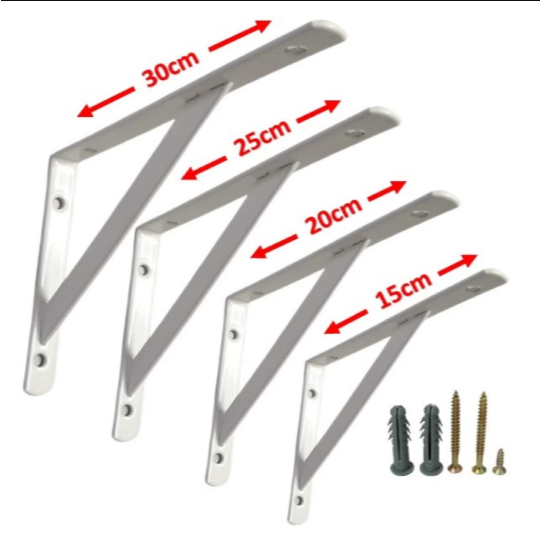 Mão Francesa Para Prateleira + Bucha e Parafuso Suporte Cantoneira 30cm - 25cm - 20cm - 15cm