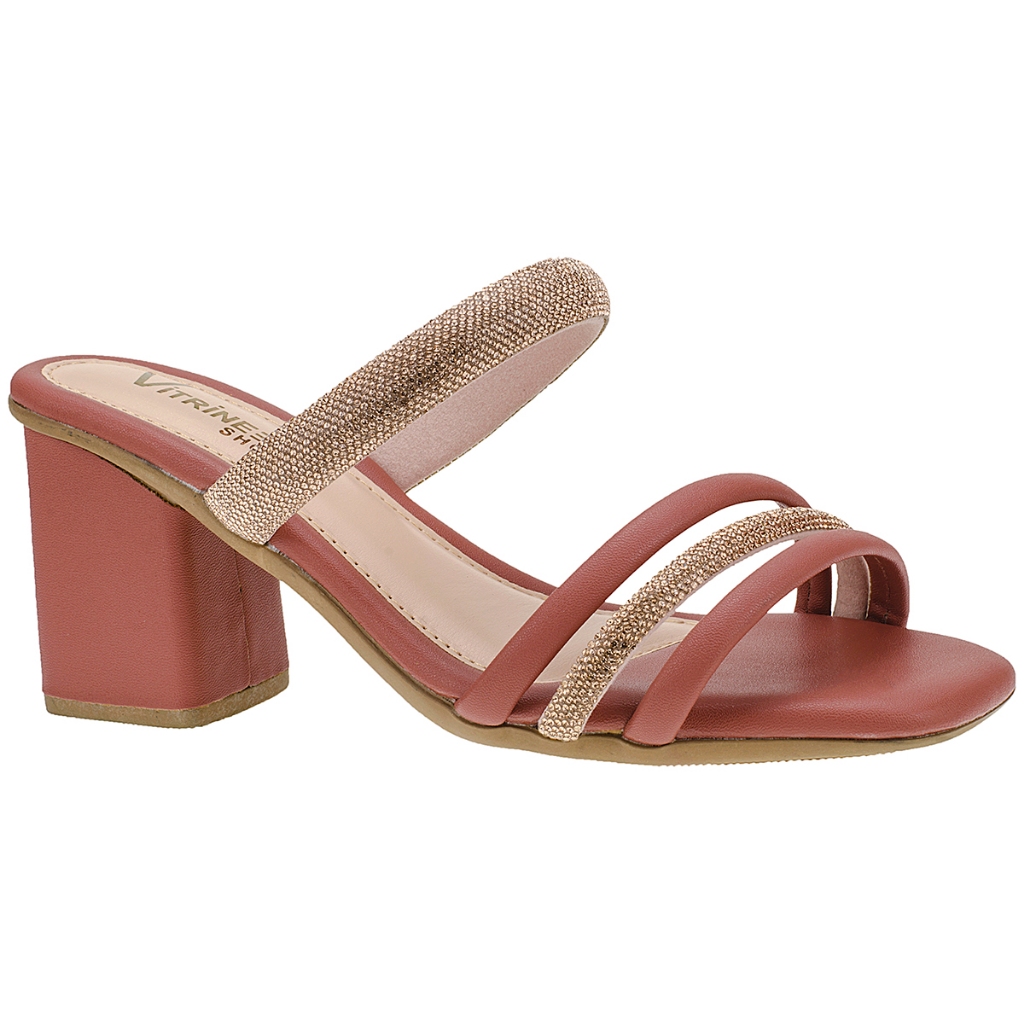 Sandália de Salto Feminina Tamanco com Tira de Brilho em Oferta na Shopee