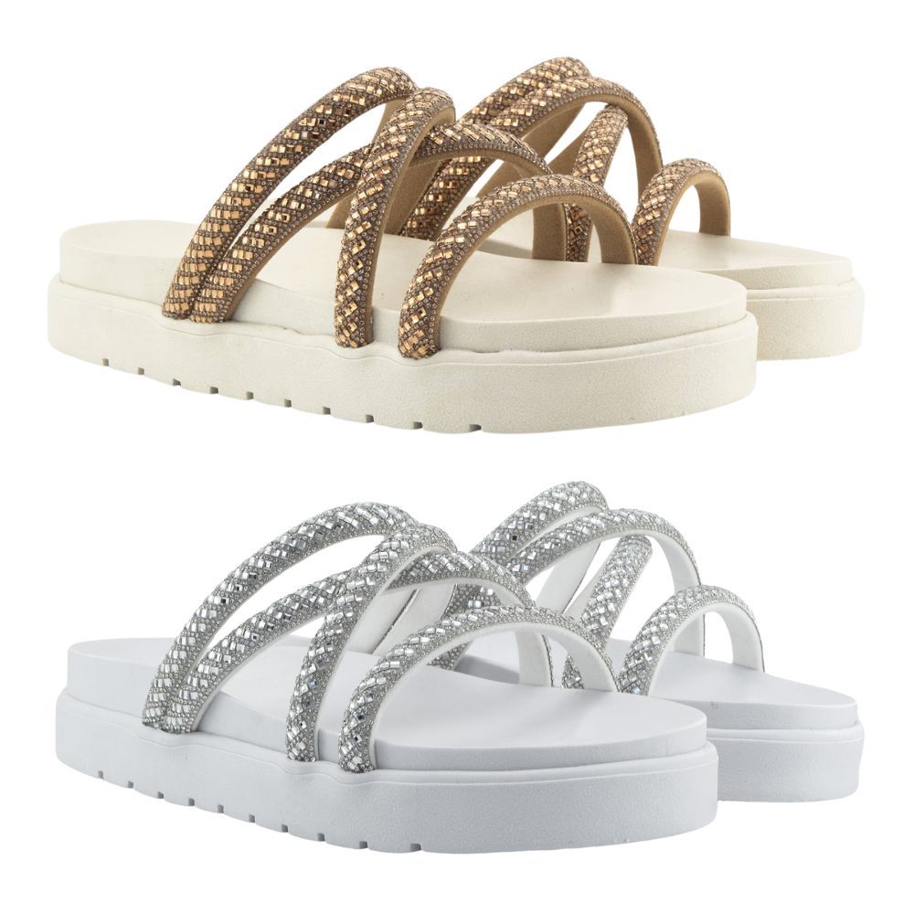 Kit 2 Pares de Sandalia Papete Birken Slide Flat Feminina Promoção
