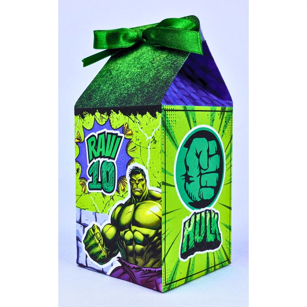 Kit 10 a 50 Caixinhas Hulk Milk Personalizada Papel Offset 180g Sem Lacinhos Para Presentear Convidados