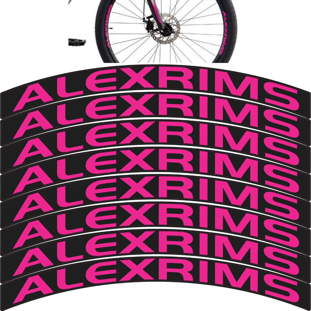 Adesivo Alexrims Kit para as Duas Rodas Rosa Magenta compatível aro 26, aro 29, aro 27,5 e Speed
