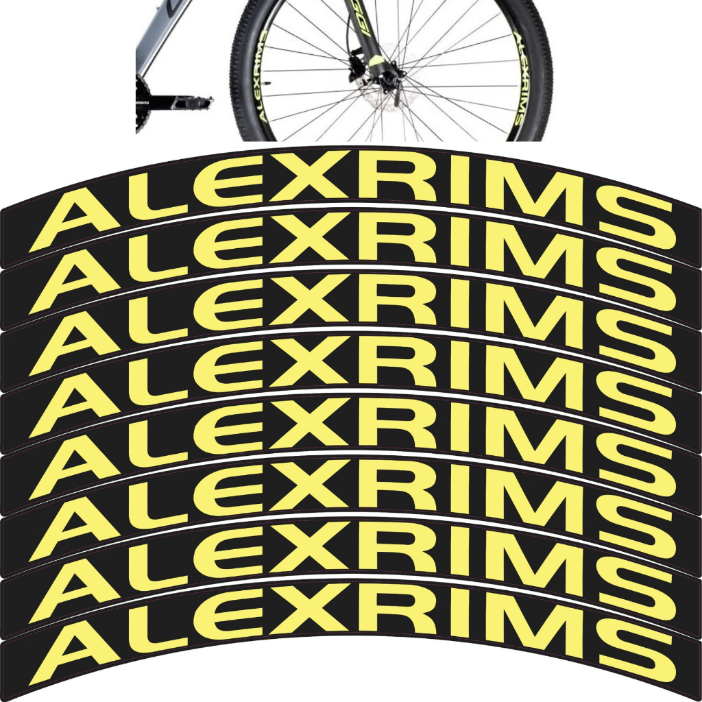 Adesivo Alexrims Kit para as Duas Rodas Amarelo compatível aro 26, aro 29, aro 27,5 e Speed