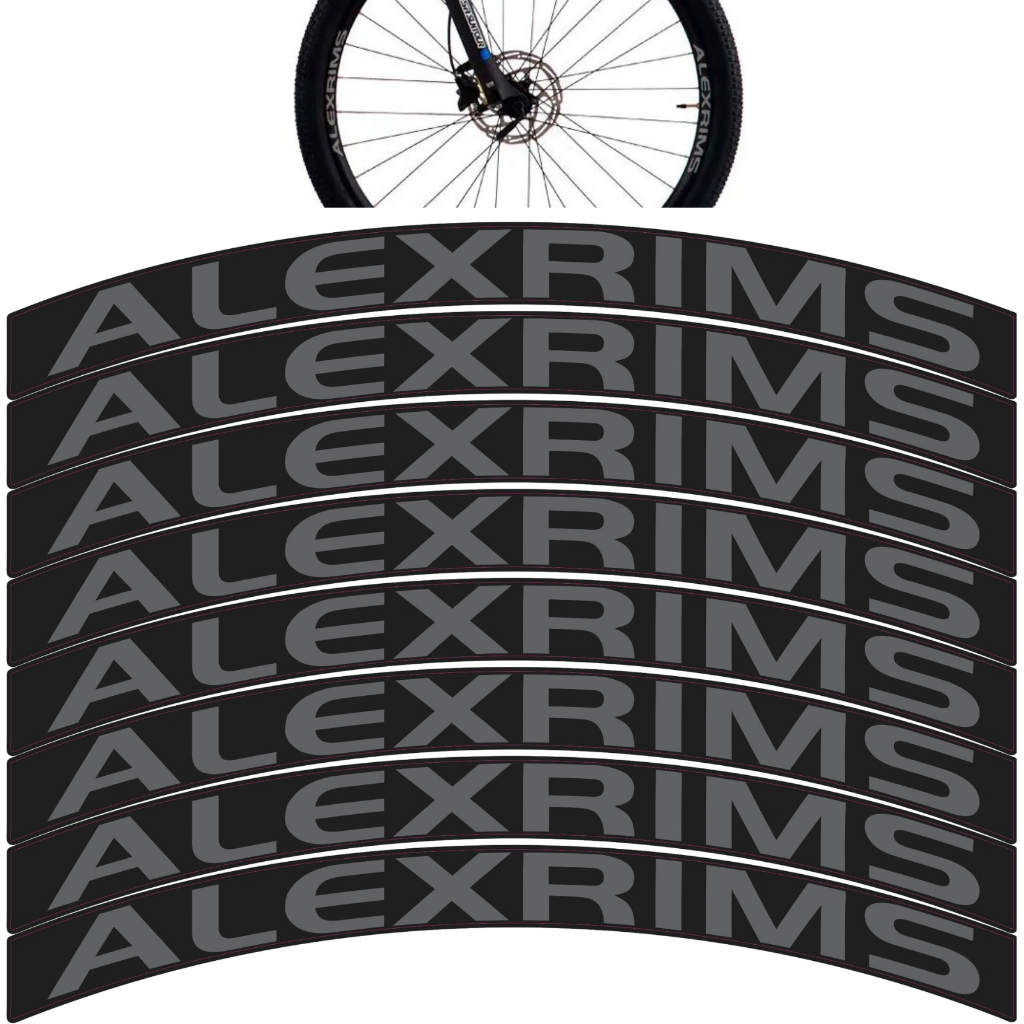 Adesivo Alexrims Kit para as Duas Rodas Grafite Cinza compatível aro 26, aro 29, aro 27,5 e Speed