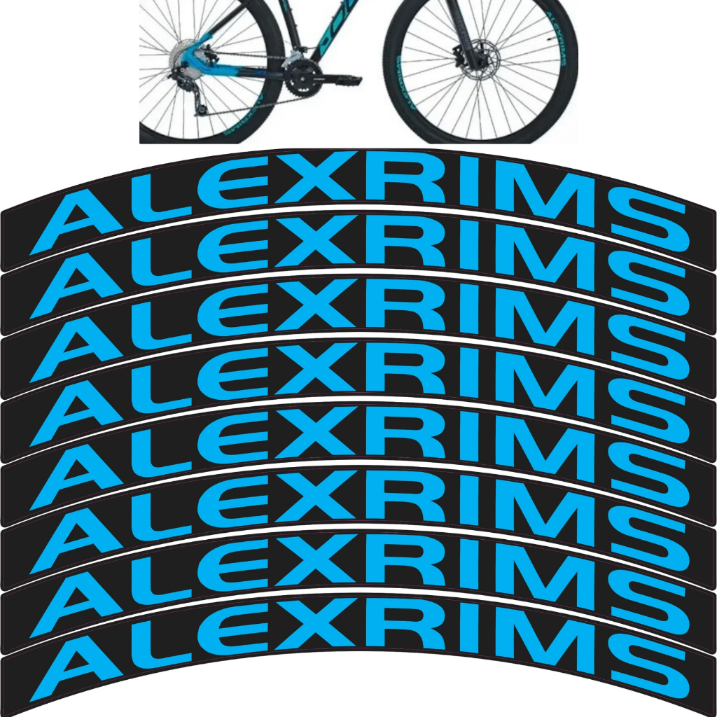 Adesivo Alexrims Kit para as Duas Rodas Azul compatível aro 26, aro 29, aro 27,5 e Speed