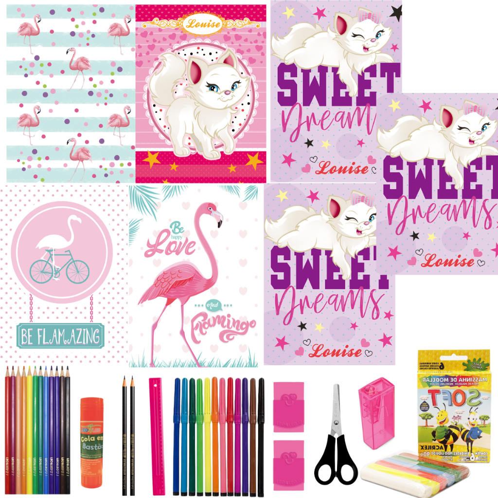 Kit 07 Cadernos Menina Tamanho Grande Brochurao 96 Folhas Costurado Com Pauta Capa Dura Reforçado em Oferta na Shopee