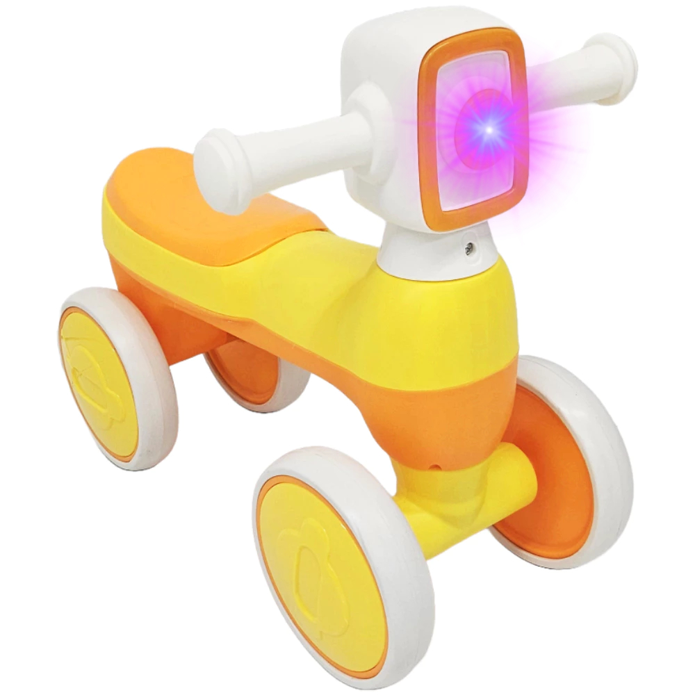 Quadriciclo Andador Equilibrio Robô Amarelo Luz e Som Eletronico - Rodas De Eva - Aro 12 - balance
