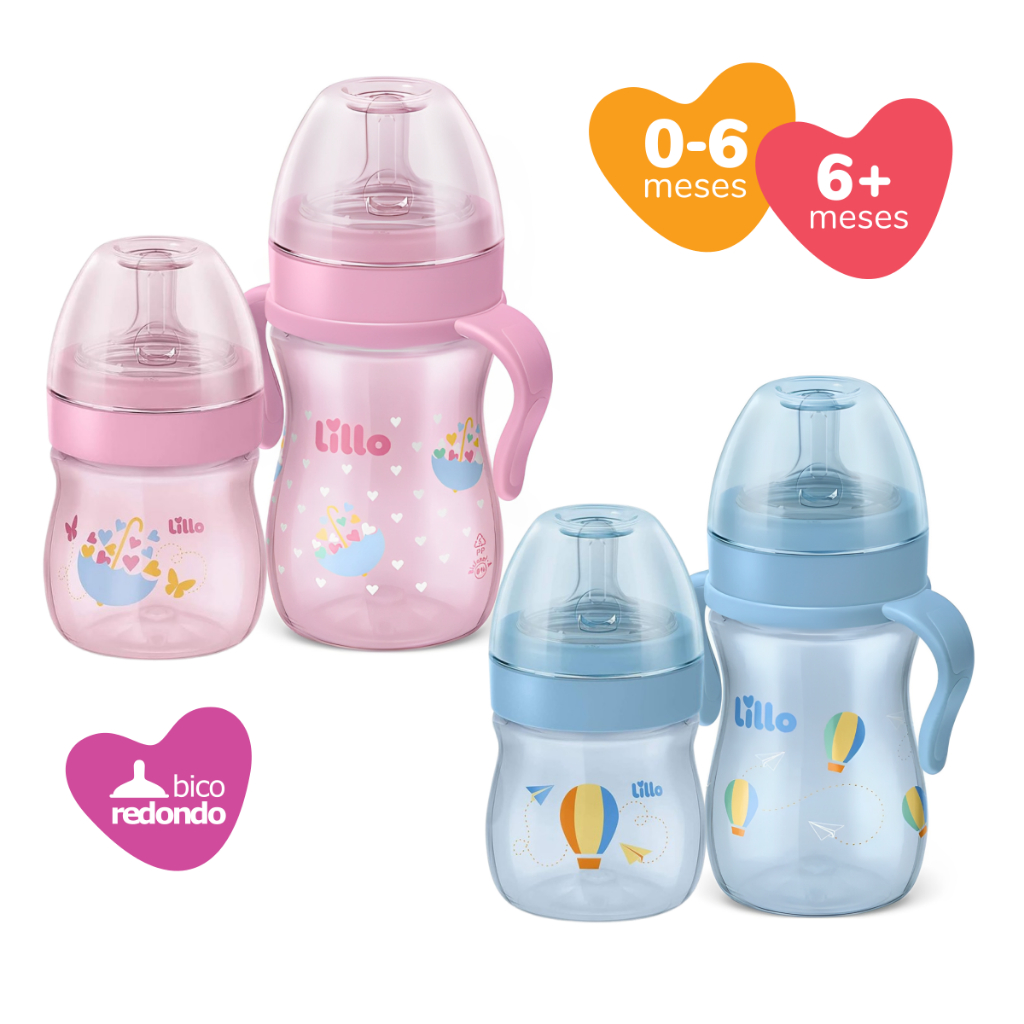 Kit Mamadeiras Bebe Lillo Evolution Bico Redondo Silicone Tampa Antivazamento 150/240 mL +0 Meses em Oferta na Shopee