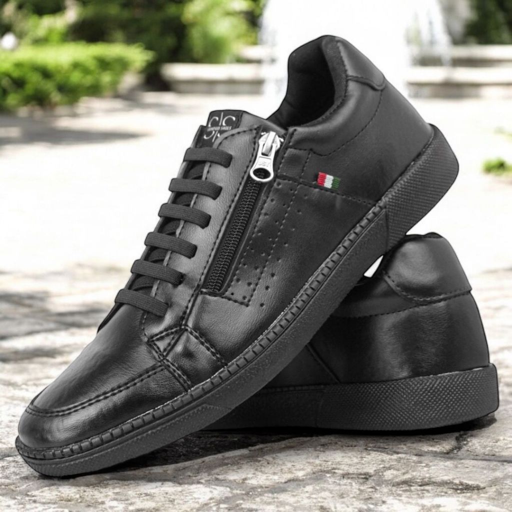 Sapatênis Masculino Sampaio Shoes Elástico E Zíper Cor:Preto em Oferta na Shopee