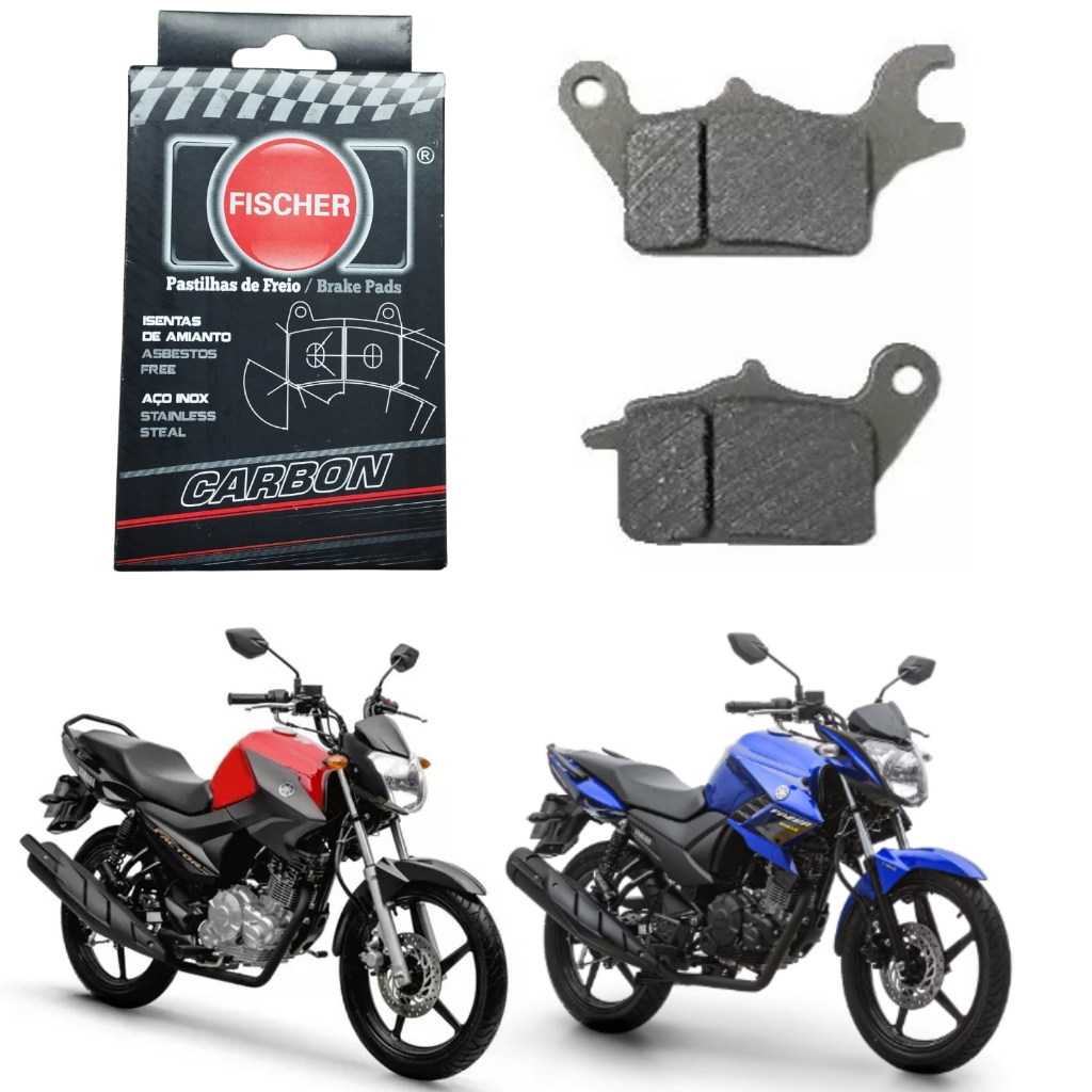 PASTILHA FREIO DIANTEIRO FISCHER CARBON FAZER FACTOR 150 2016 2017 2018 2019 2020