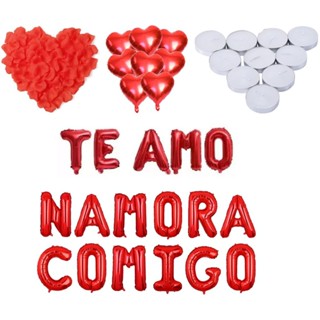 Kit 400 Pétalas + 10 Balões +10 Velas + Te Amo + Namora Comigo em Oferta na Shopee