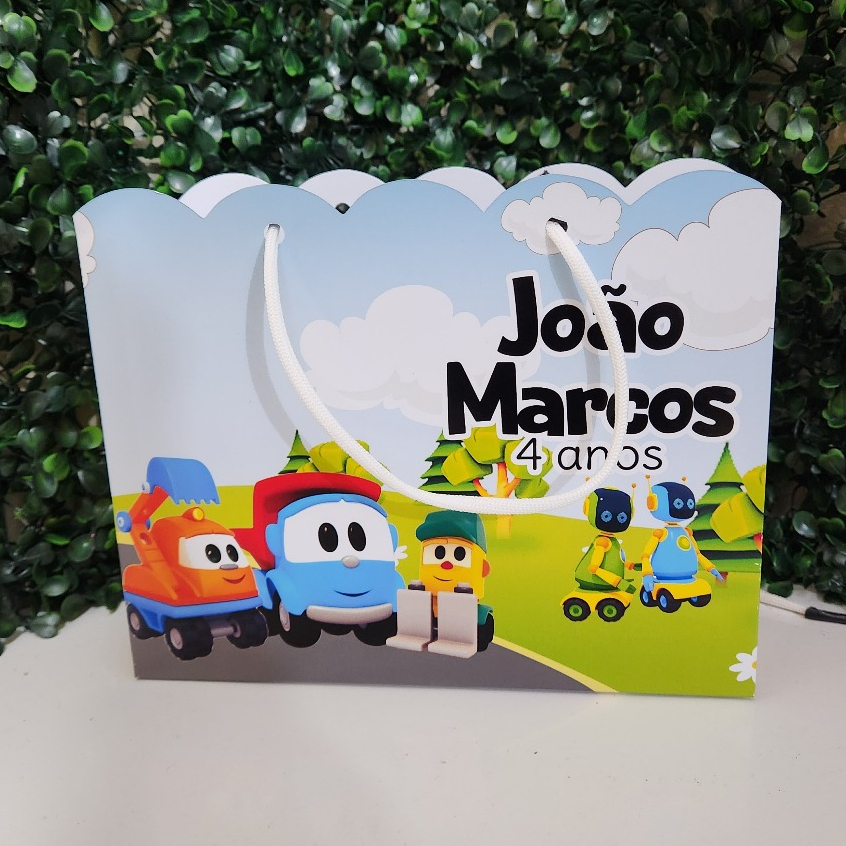 Sacolinha Personalizada Léo e o caminhão lembrancinha aniversário guloseimas