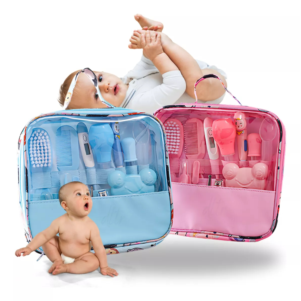 Kit De Higiene Cuidados Saúde Beleza Do Bebê Essencial Com Termômetro Cor Rosa Azul Snel Home