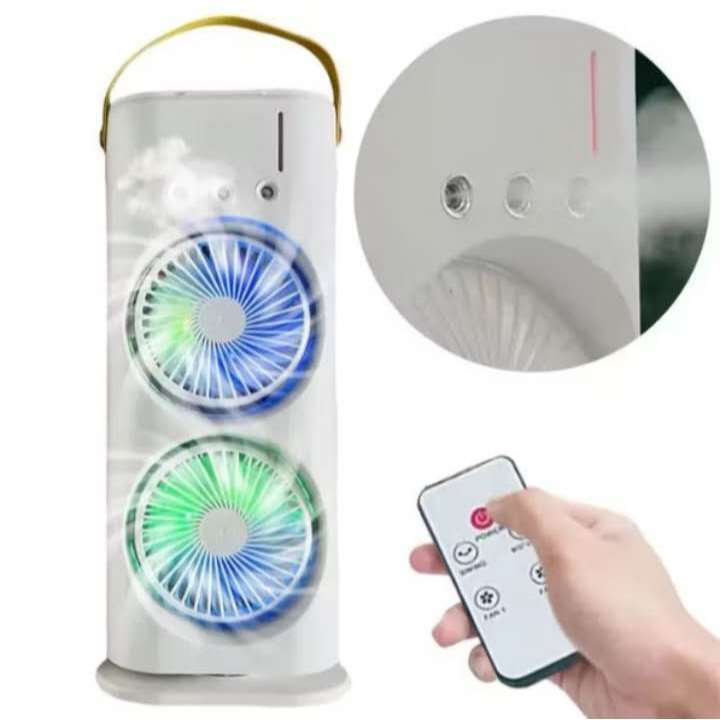 Mini Ventilador Recarregavel Umidificador Hélice Giratório+rgb Ar C/ Reservatório
