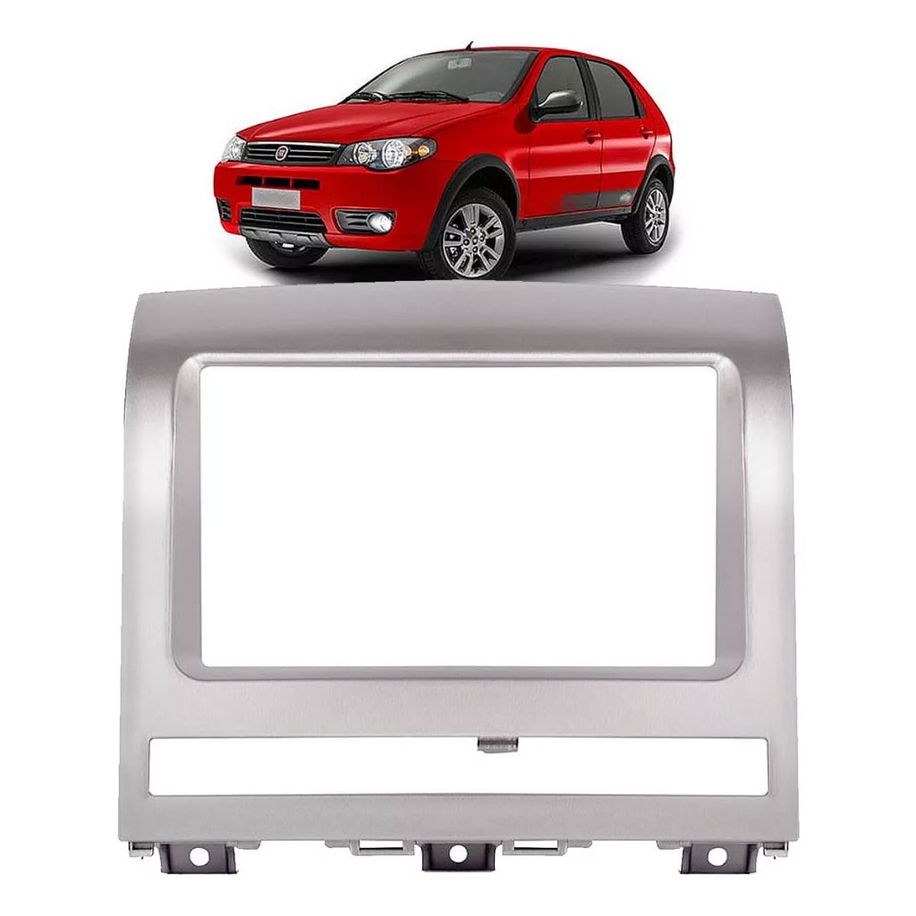 Moldura 2 Din Fiat Palio 03-12 Siena Strada Weekend Idea 05-12 Padrão Japonês/Chinês Prata