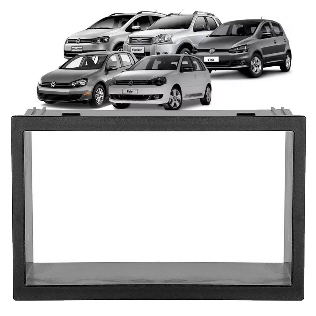 Moldura Painel 2 Din Vw Bora Fox Golf Crossfox Spacefox Ford Fiesta Ecosport Preto Padrão Japonês