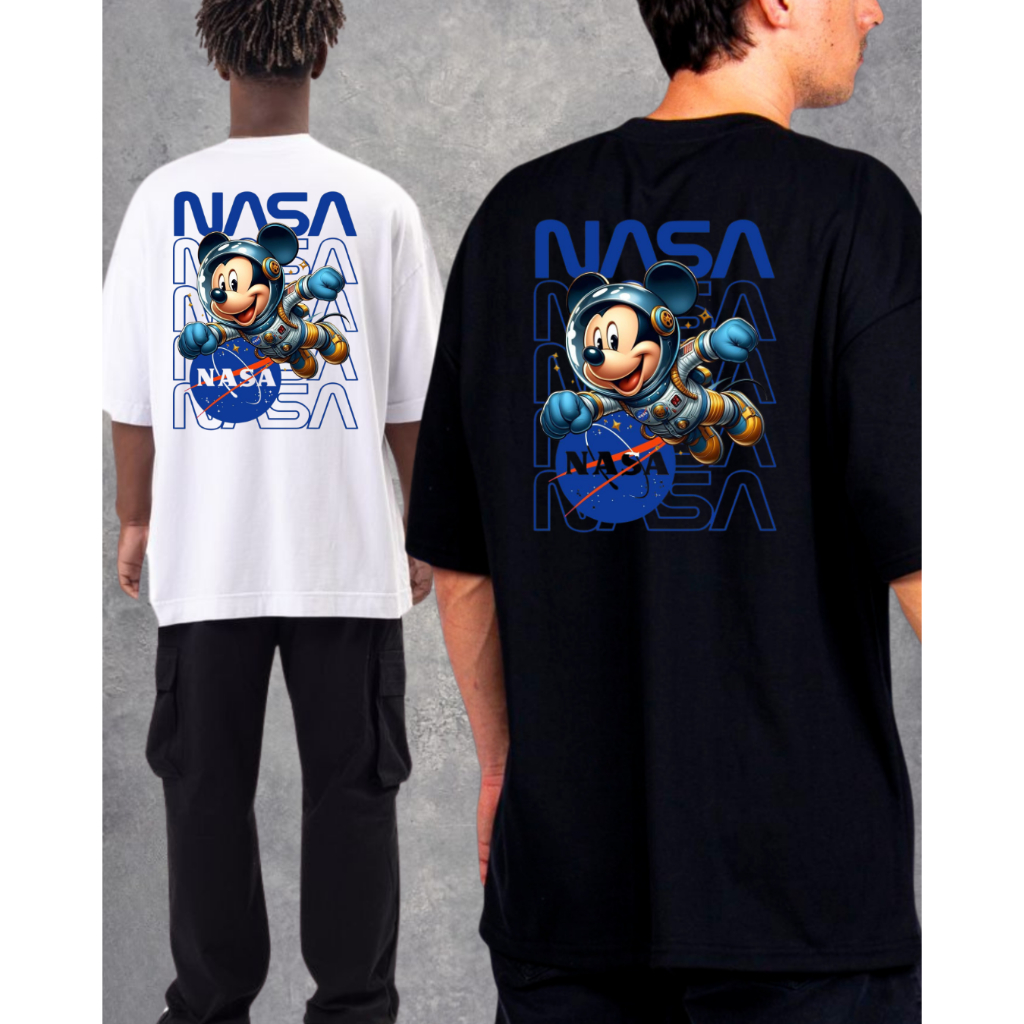 camiseta Oversized masculina streetwear Personalizada nasa mickey estilo academia