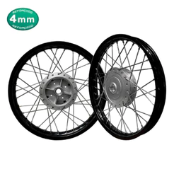 Par Roda Aro Preto Ybr Factor Tambor Raio 4mm Cromado ou Inox Montada