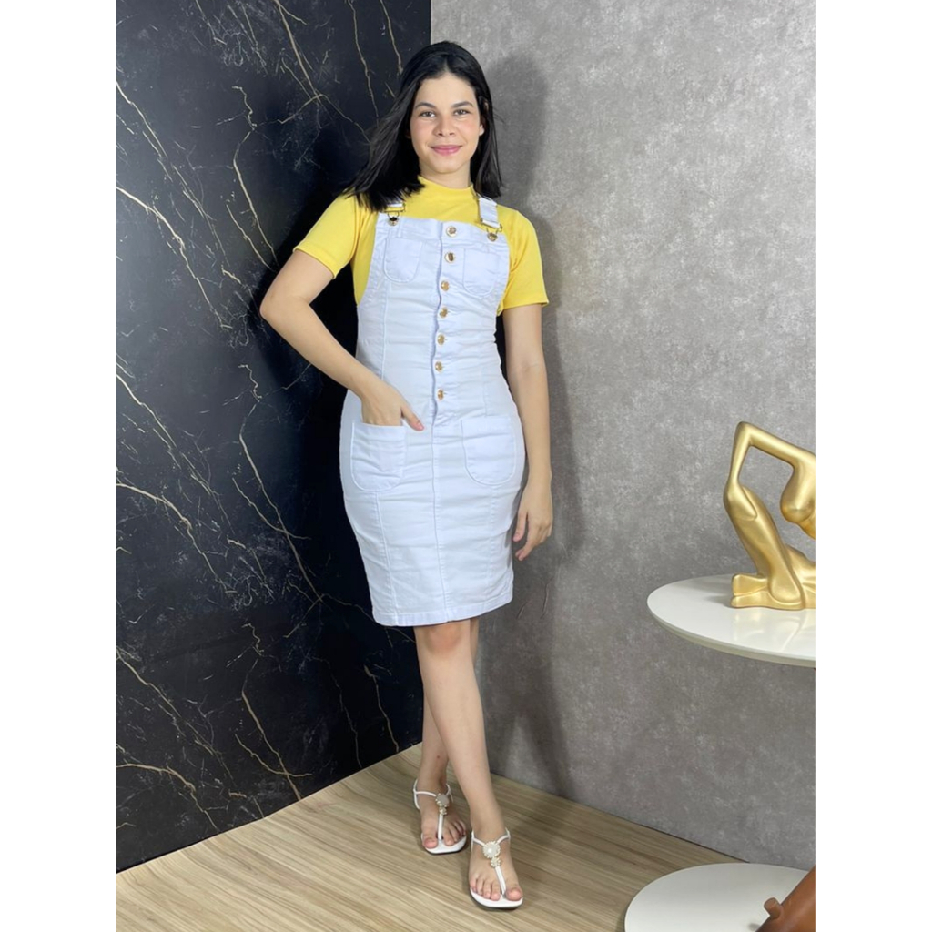 Jardineira Vestido Macacão Lançamento Moda Evangélica estilo Salopete Gallzarth