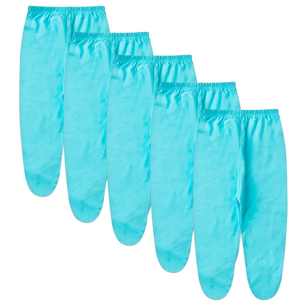 Kit Bebê (5 Peças) Mijão Meia Malha Turquesa Com Pé (RN/P/M/G)