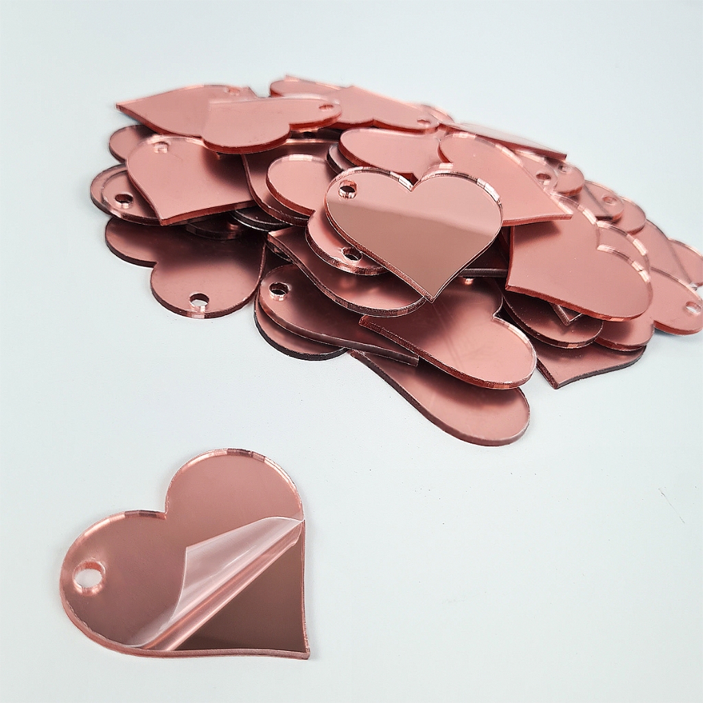 Mini Chaveiro Coração Acrílico Espelhado Rose Gold 4,5cm Lembrancinha Personalizada Festa