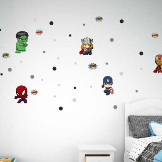 Kit Adesivo de Parede Vingadores Herois Papel Infantil Decoração Quarto de Menino Homem Aranha em Oferta na Shopee
