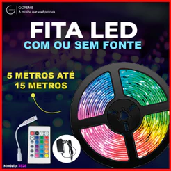 15M Fita LED 3528 SUPER LED ULTRA RGB 12V 300 LEDS | 16 CORES IP20 Com ou Sem Fonte