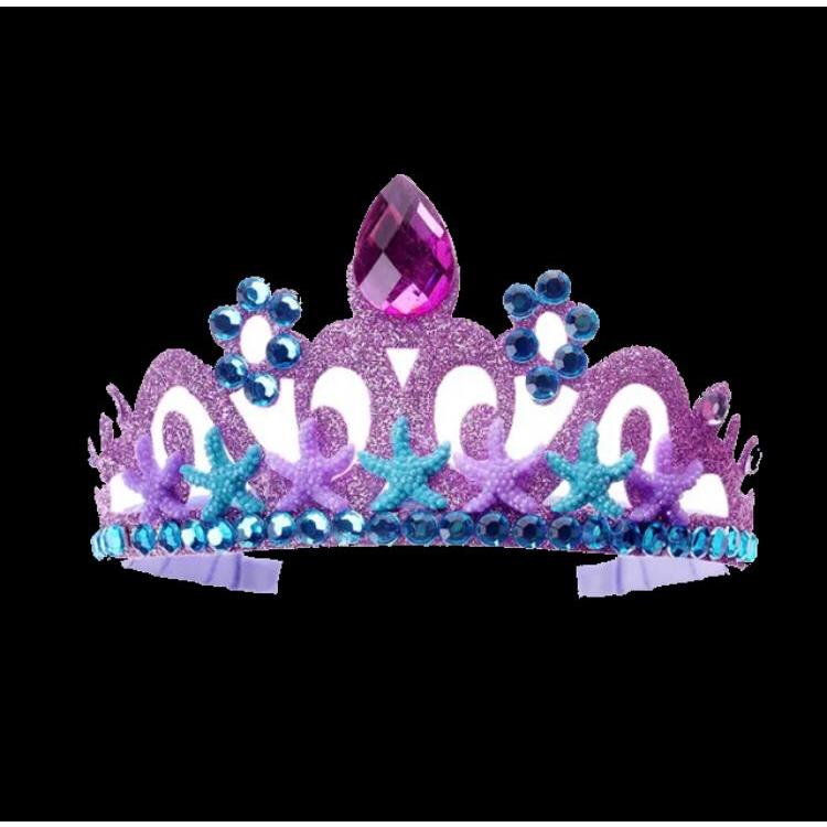 Coroa Tiara Sereia Ariel Infantil Diadema Princesa Do Mar Lantejoulas Pedras Lilas Roxo Azul